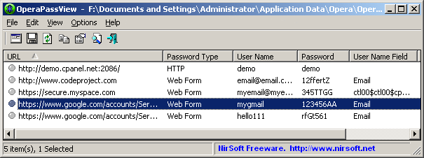 Opera Browser Password View